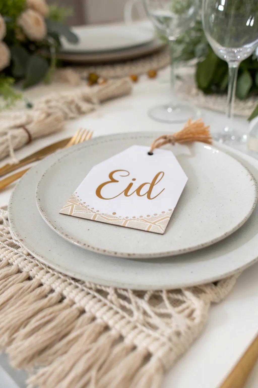 Elevate your Eid table with personalized name tags that blend Scandinavian minimalism with boho charm.