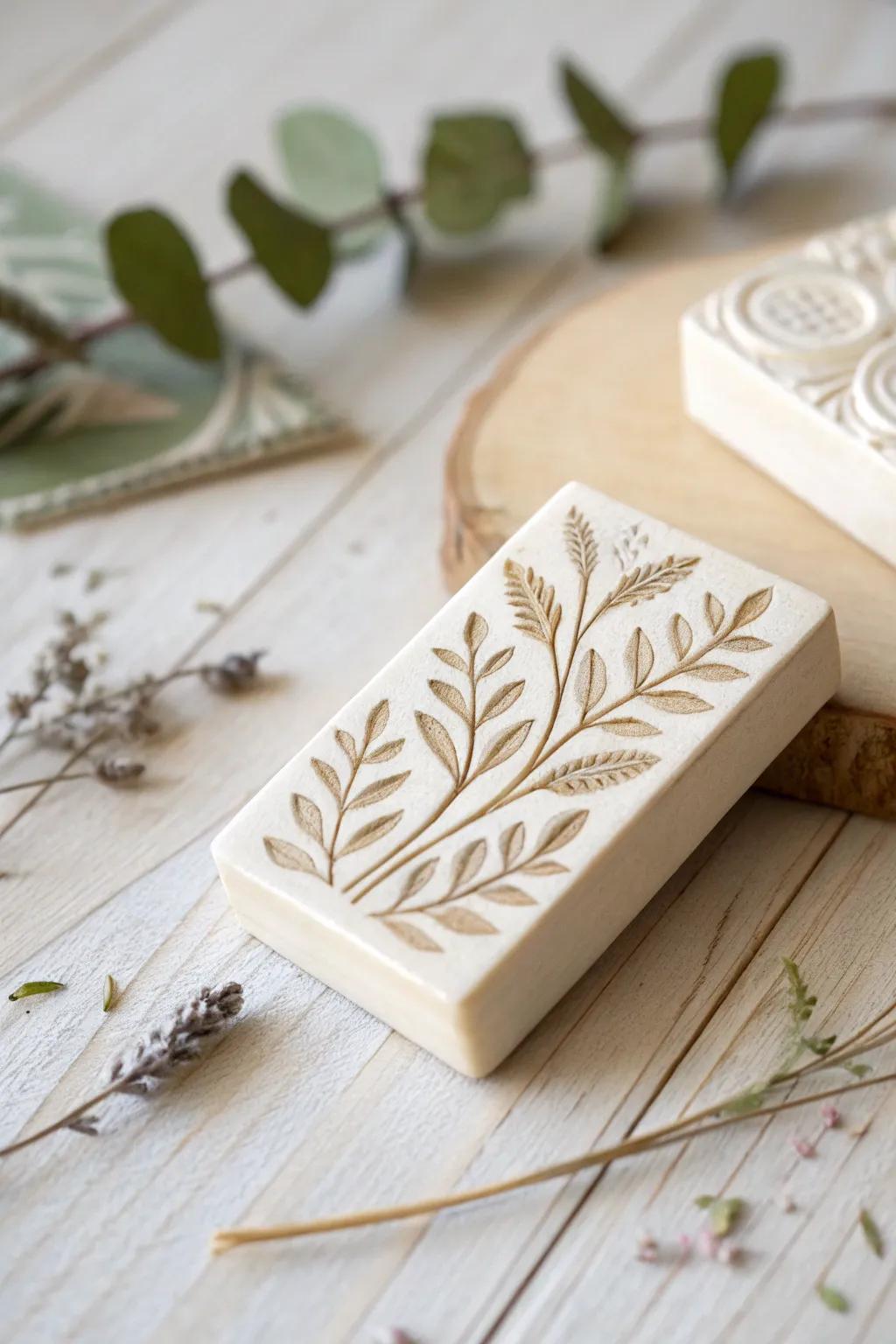 Transform your notebooks with the elegance of nature—one stamp at a time. 🌿 #BotanicalStamp #HandcraftedBeauty