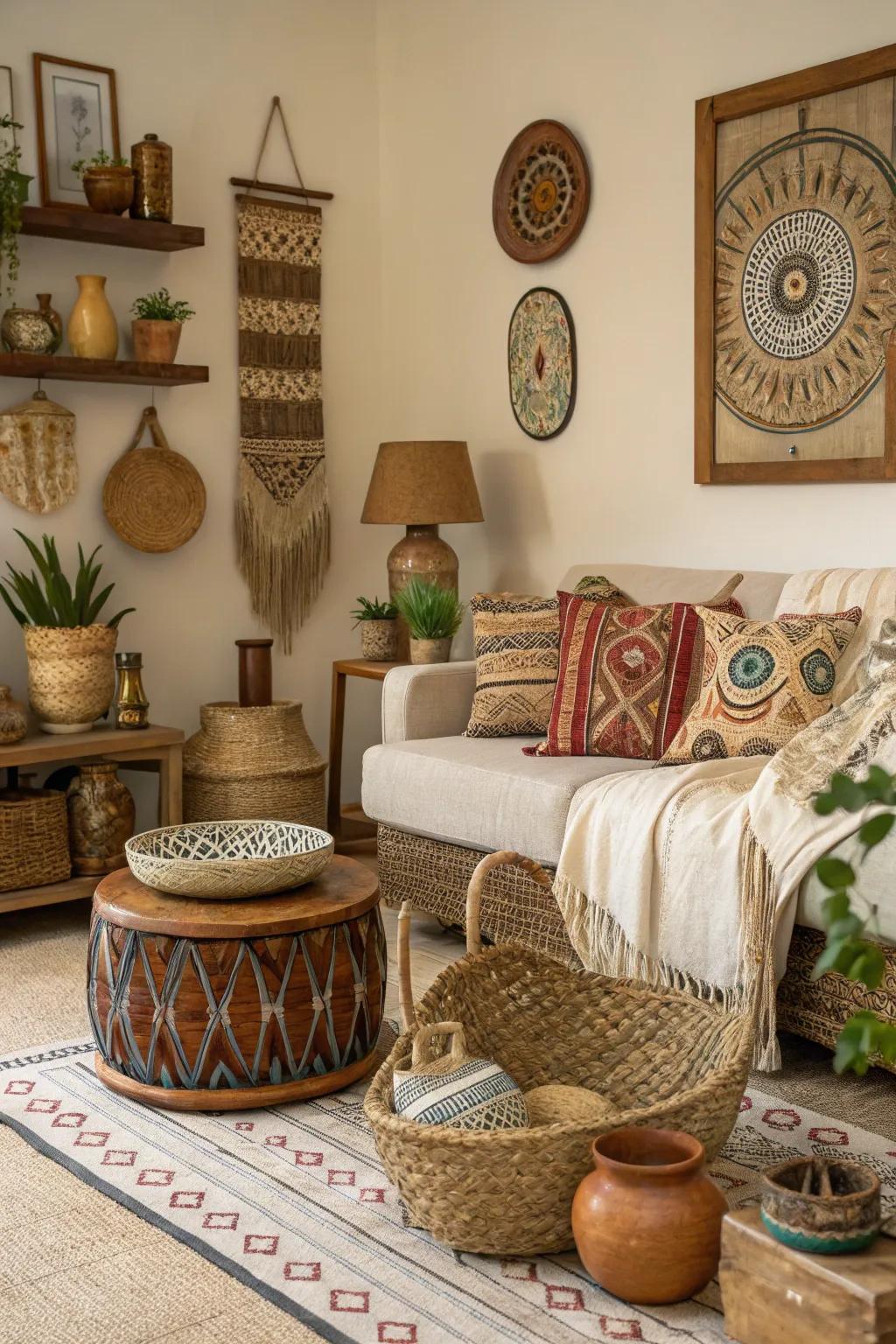Artisanal pieces enrich your living room with unique character.