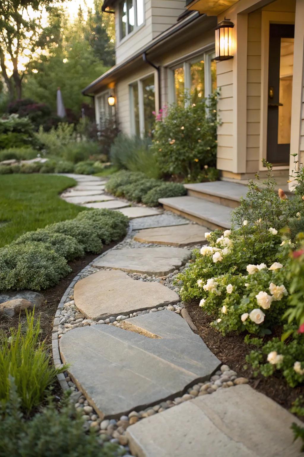 Seamless elegance: Transform your entrance with a walkway that harmonizes with nature.