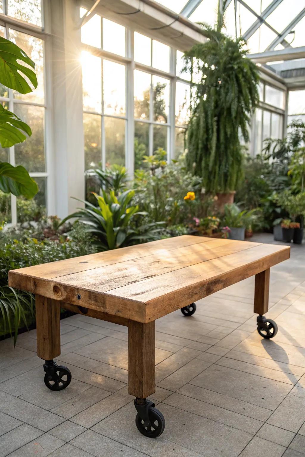 Effortless elegance on wheels: Transform your greenhouse with a touch of mobility and style.