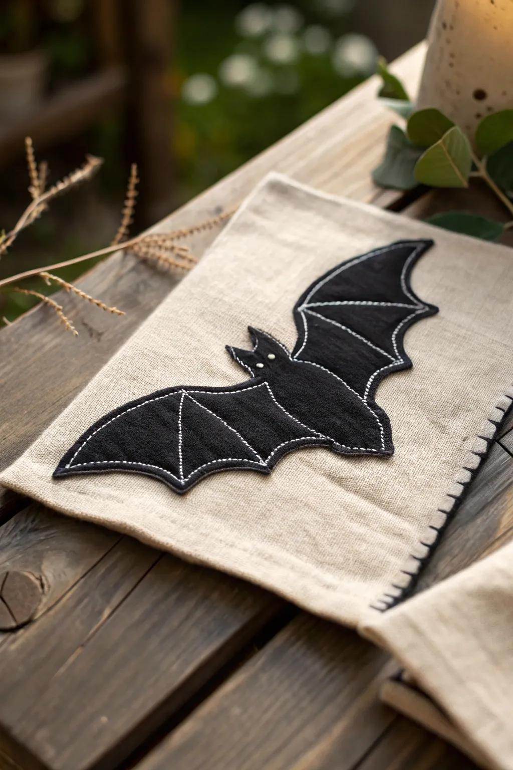 Elevate your Halloween style with a touch of handmade elegance: DIY Bat Applique 🌙🦇