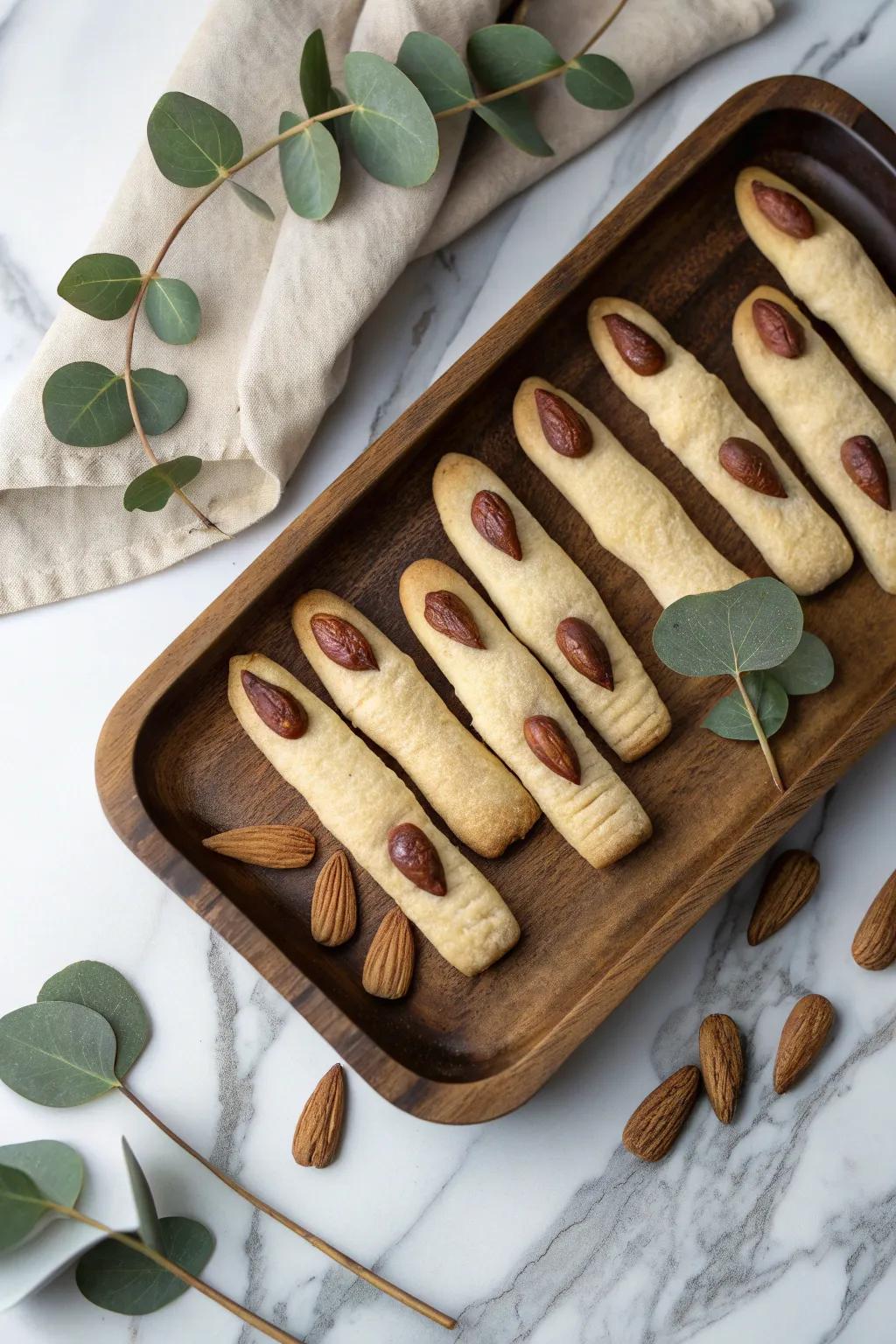 Elevate your Halloween treats with these spookily stylish zombie finger cookies!