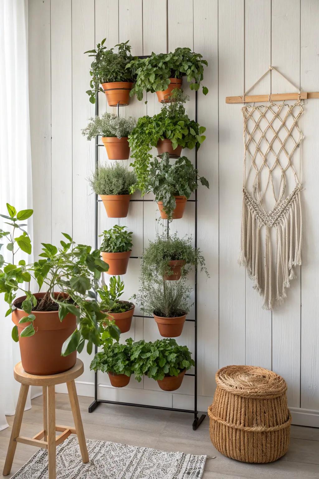 Transform your space with a living herb wall—where art meets nature in stunning simplicity.