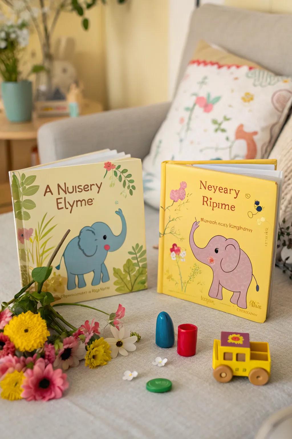 Playful and educational elephant centerpiece.
