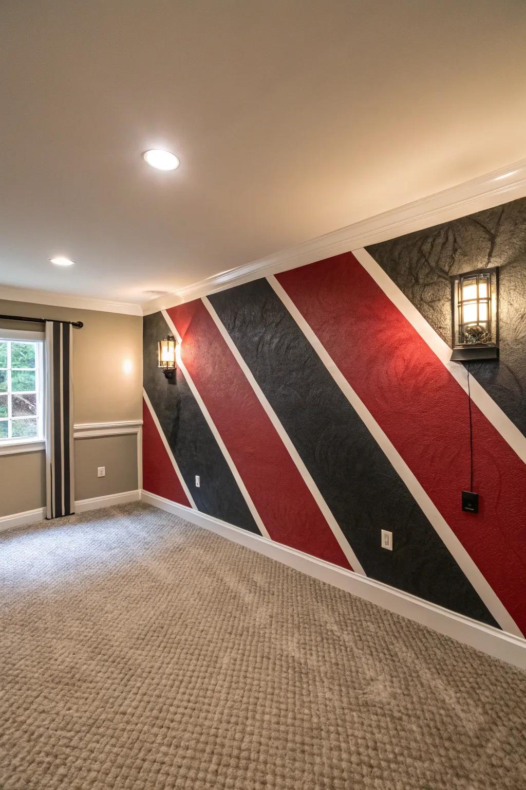 Room transformed with a dramatic accent wall.