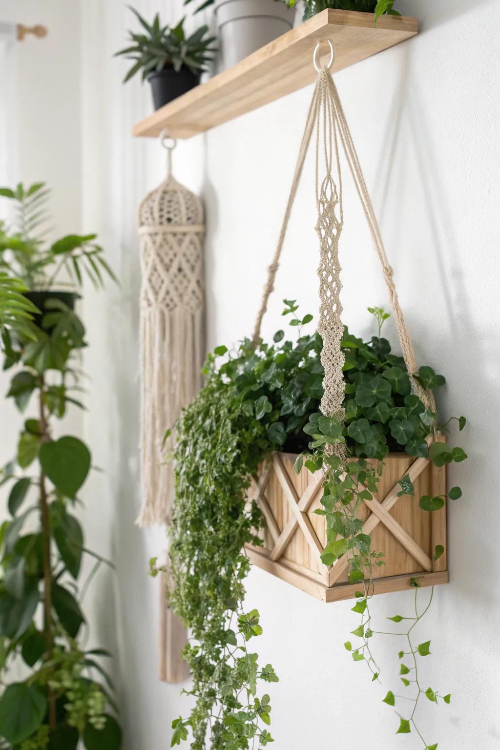 Elevate your green space with a chic floating planter—perfect for adding life to small balconies and patios!