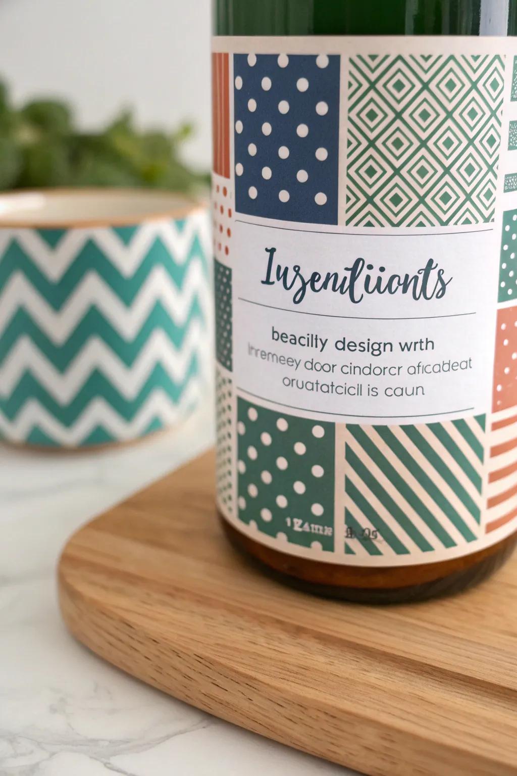 Embrace your quirky side with these funky pattern label designs that add a playful touch to minimalist aesthetics. Perfect for those who love a blend of bold colors and simplicity!