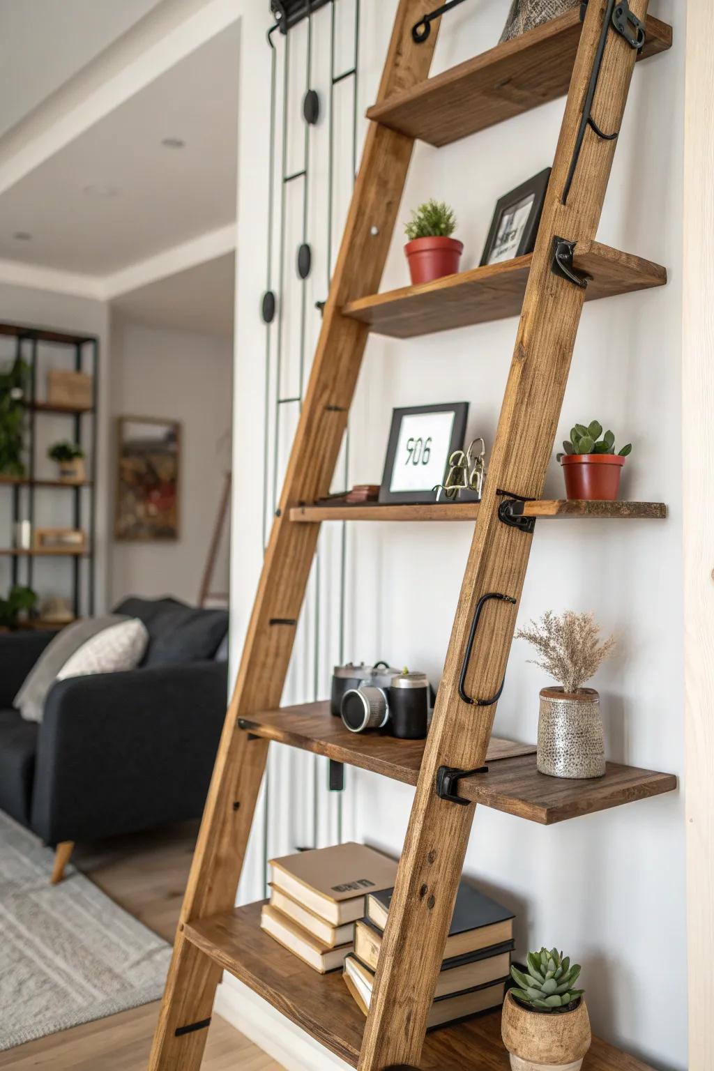 Transform your space with a stylish ladder room divider that combines functionality with modern design.