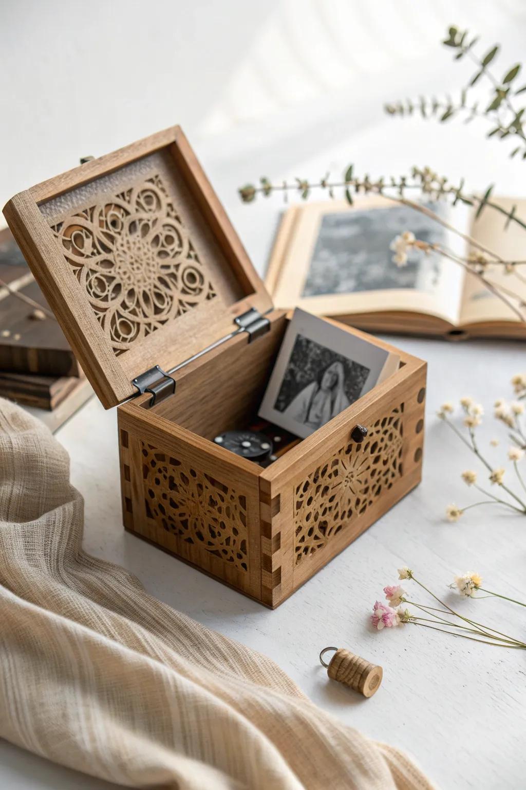 Let memories play the sweetest tunes with this exquisite photo engraved musical box. 🎶✨