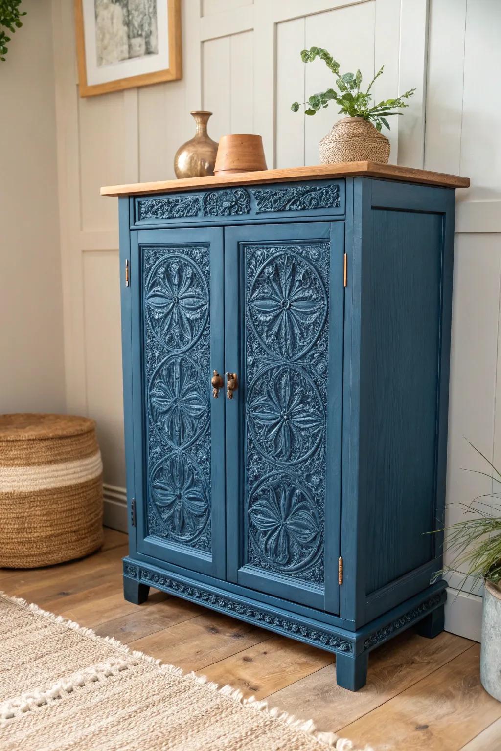 Elevate your laundry space with a vintage cabinet makeover—where history meets modern elegance.
