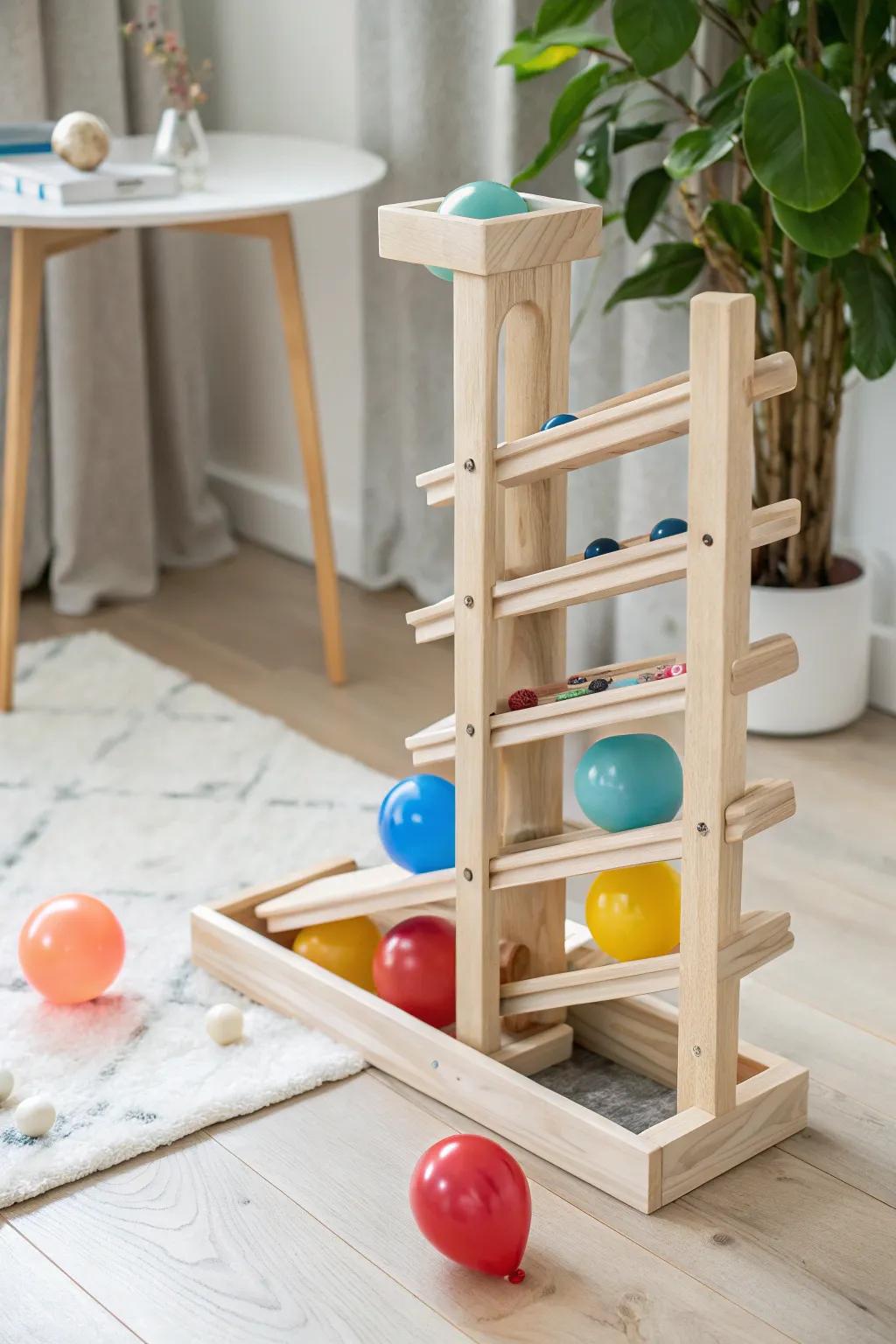 Bounce into fun with this Scandinavian-inspired balloon marble run—perfect for laughter-filled birthday celebrations!