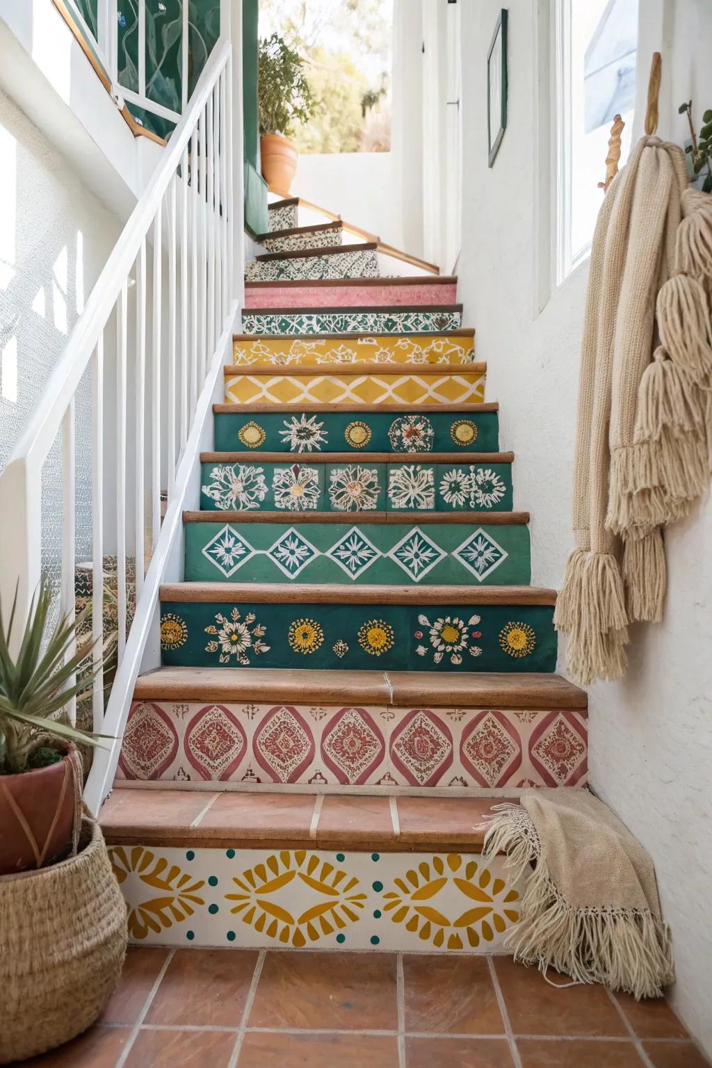 Step into creativity with eclectic painted stairs that transform your space into a personalized masterpiece.