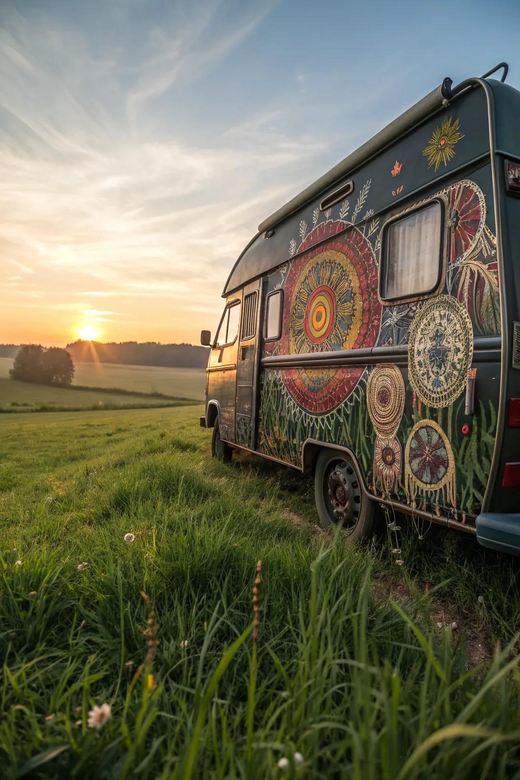 Experience the festival on wheels with this bohemian-inspired camper masterpiece.