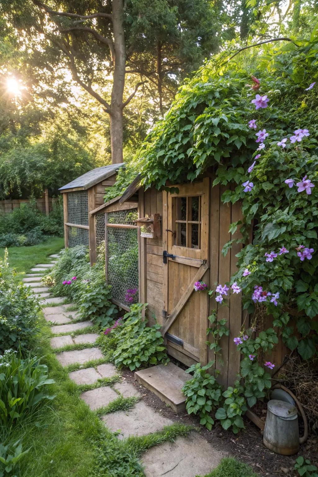 Discover tranquility in this Secret Garden Coop, where nature and charm embrace simplicity.
