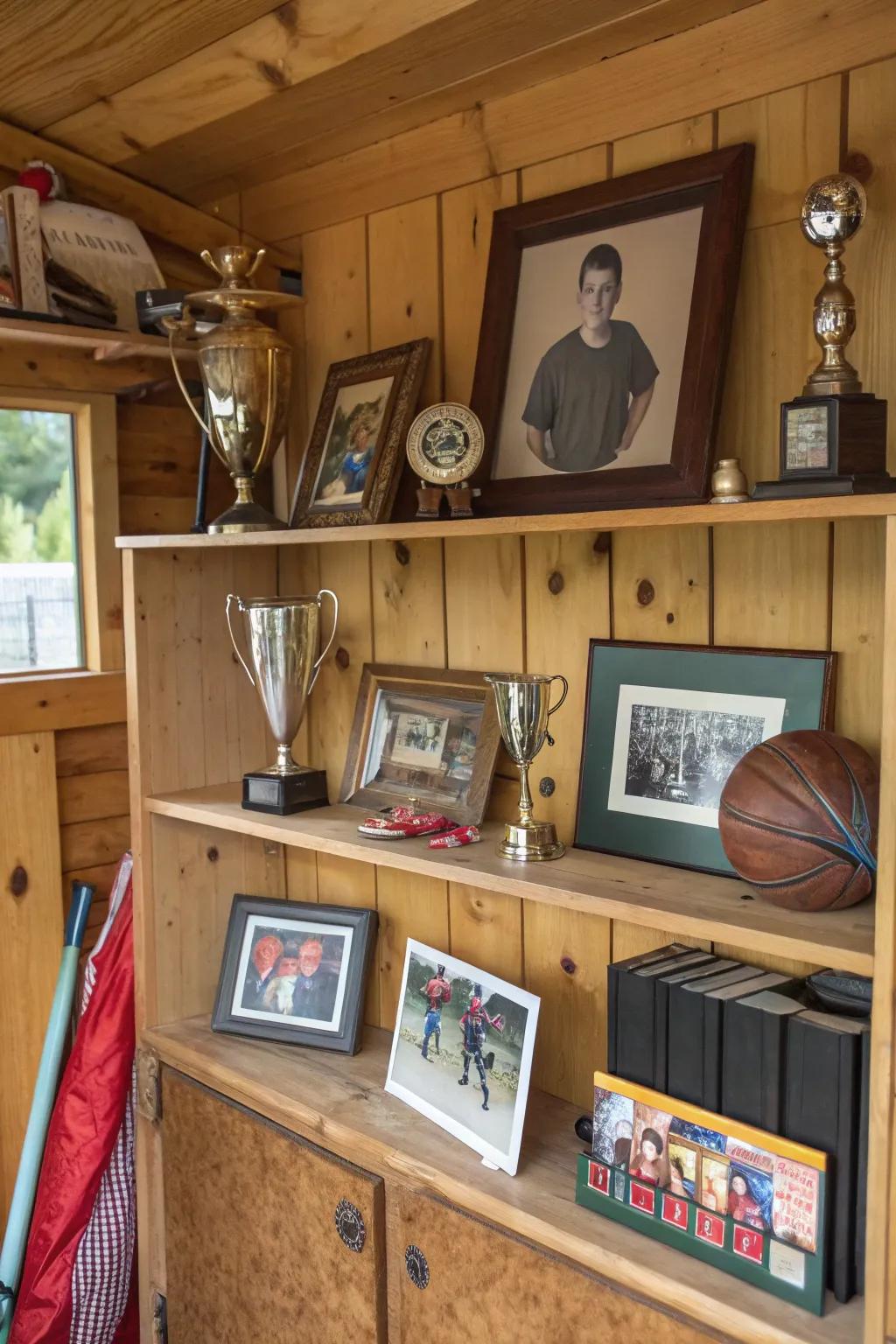 Transform your shed into a personal retreat with cherished memorabilia that tells your unique story.