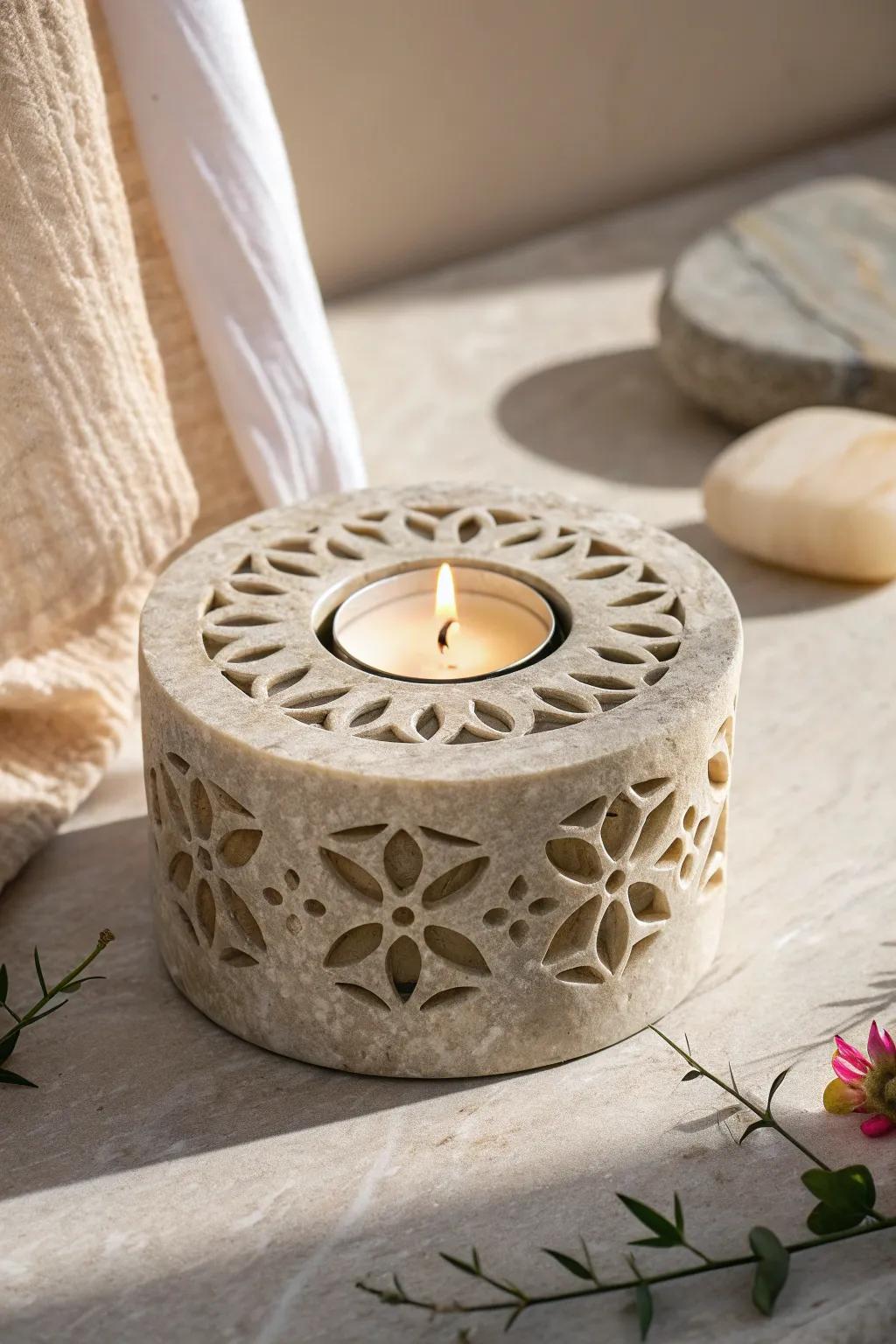 Illuminate your space with the timeless elegance of our decorative slab candle holders. Perfectly blending simplicity with a touch of boho charm.