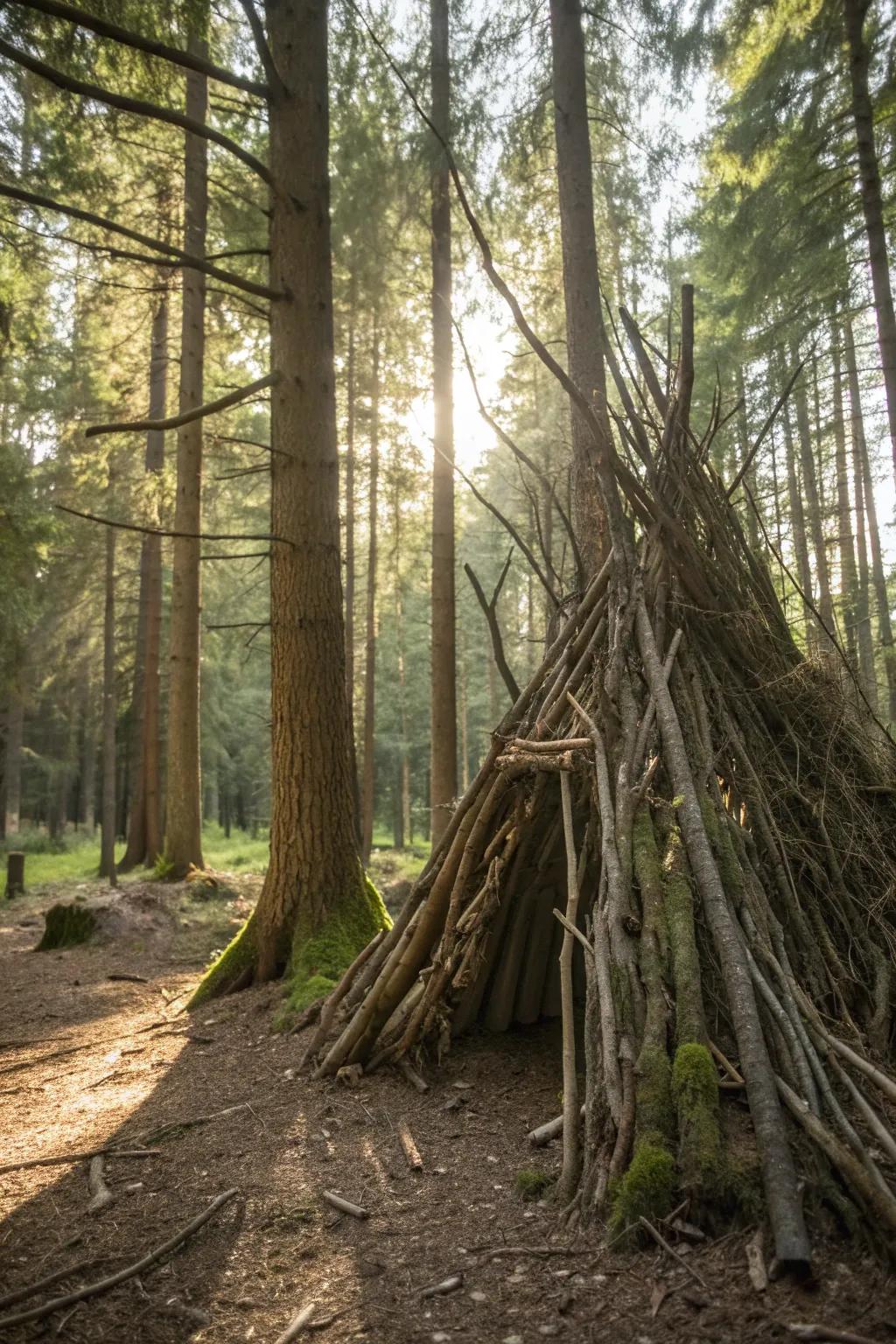 Craft your own eco-friendly fortress in the woods—where sustainability meets adventure.