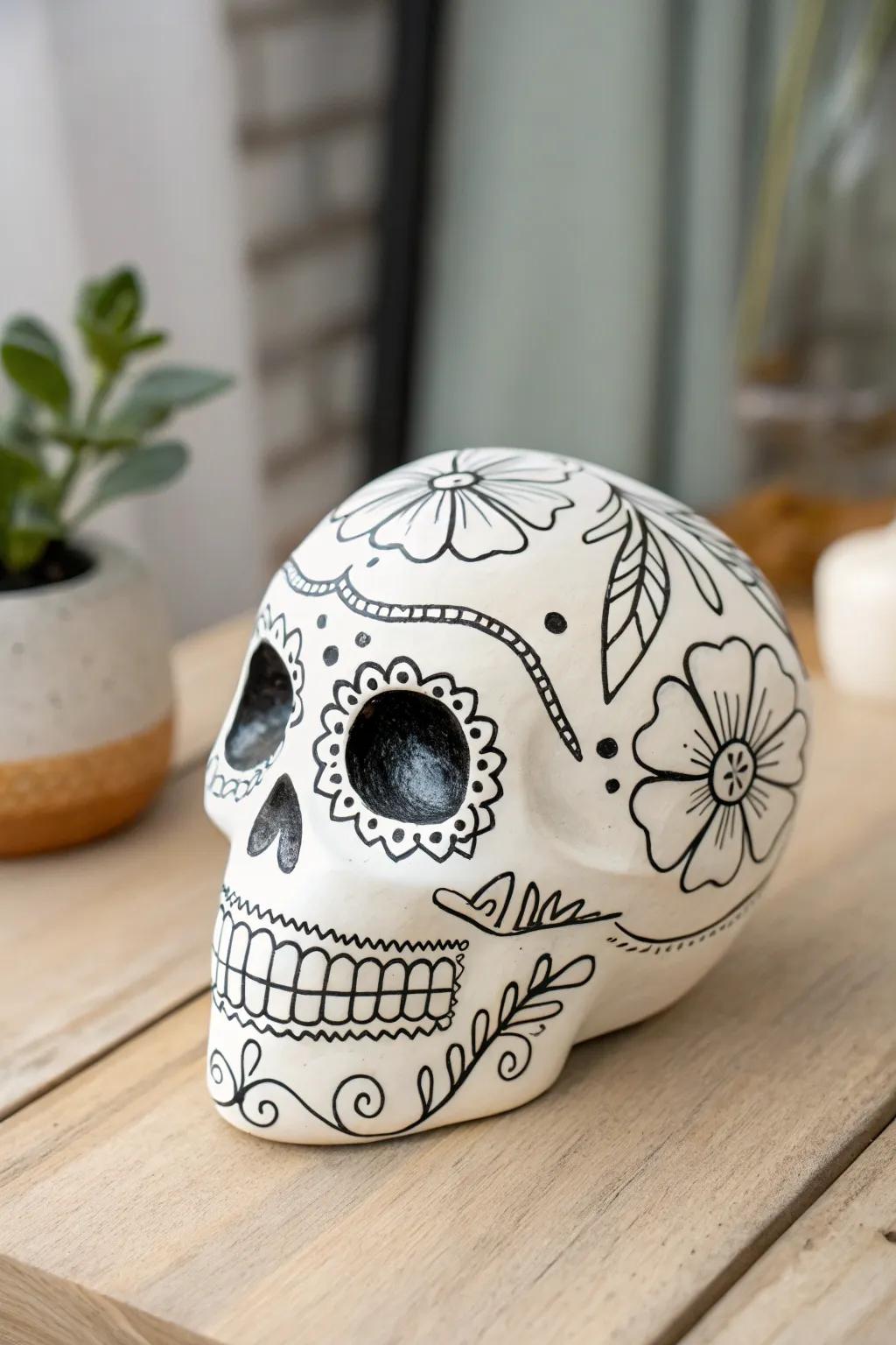 Embrace simplicity with this minimalist sugar skull design, where less becomes stunningly more.