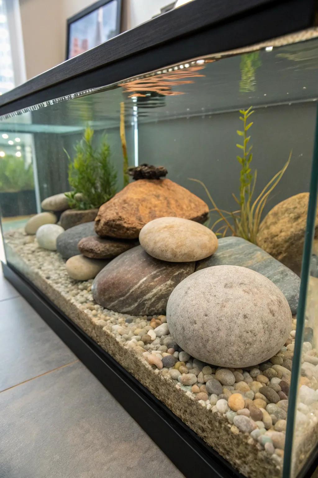 Enhance your turtle's habitat with the natural beauty of larger stones—safe and stunning!