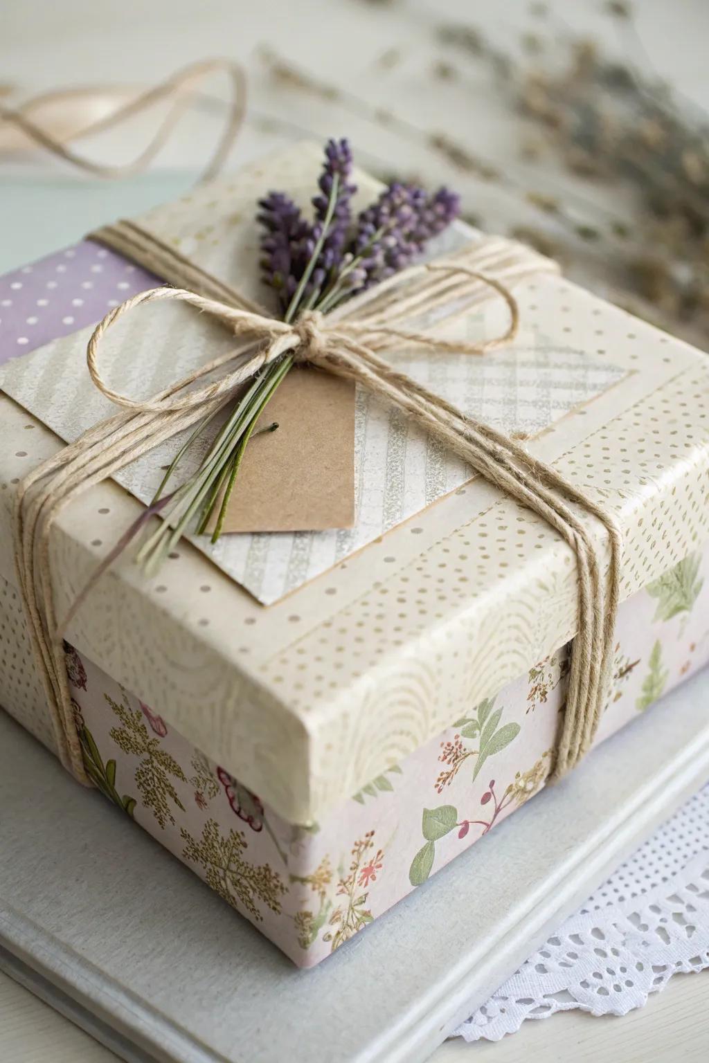 Elevate your gift-giving with vintage-inspired layered paper wraps. Where simplicity meets elegance.