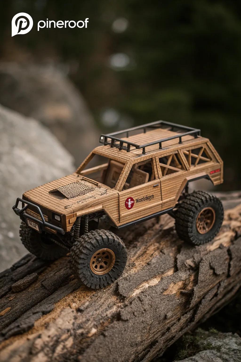 Explore new horizons with this stunning wooden off-road car model, crafted for the adventurous soul.