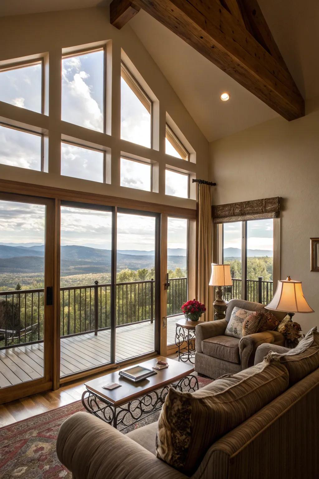 Balcony views bring a touch of nature to the 2nd-floor living room.