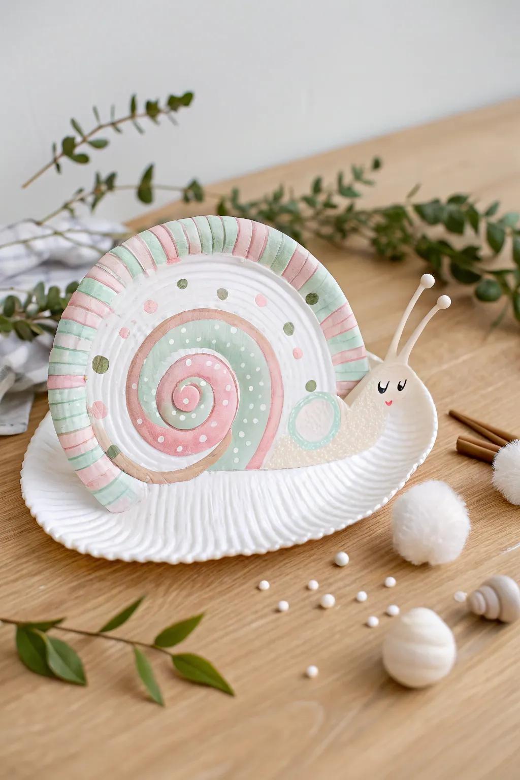 Create a whimsical world with this delightful paper plate snail craft!