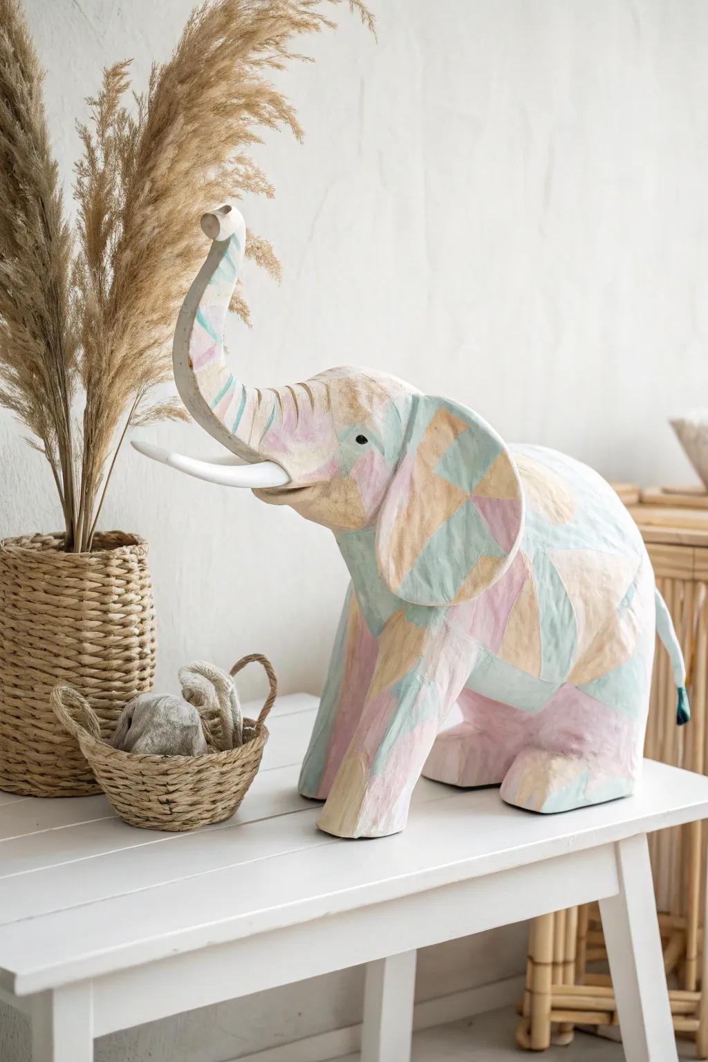 Unleash creativity with simple 3D art projects: a delightful paper mache elephant crafted with love and imagination.