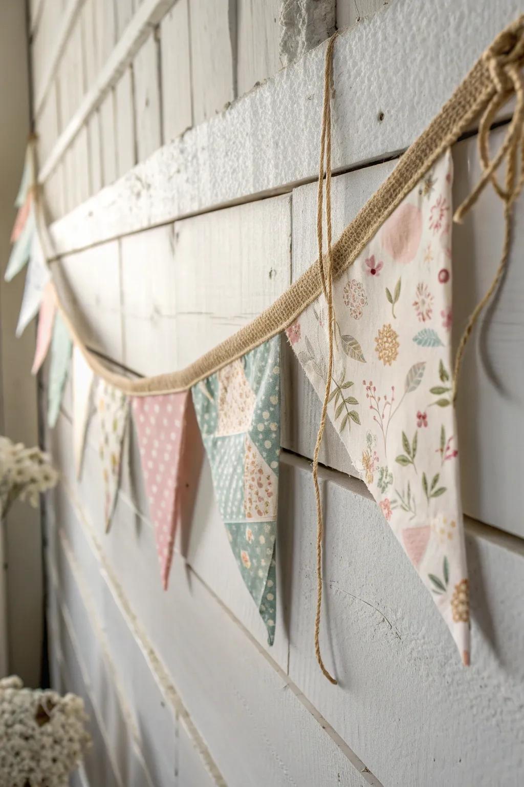 Transform your space with a touch of handcrafted whimsy. 🌿✨ #FabricBunting #ScandiBoho