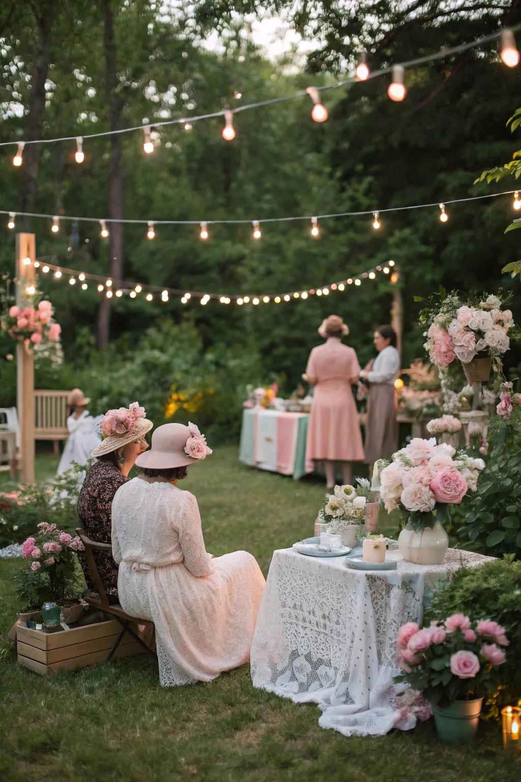 A vintage garden party filled with whimsy and charm.