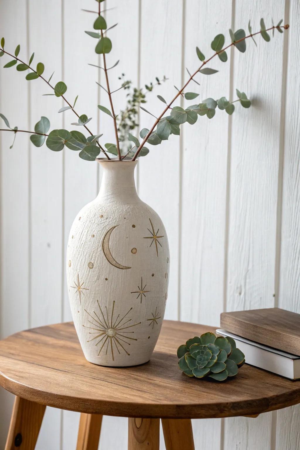 Bring a touch of the cosmos into your home with this stunning celestial-themed vase. ✨🌿 #ArtInspo #CosmicDecor #MinimalistBoho