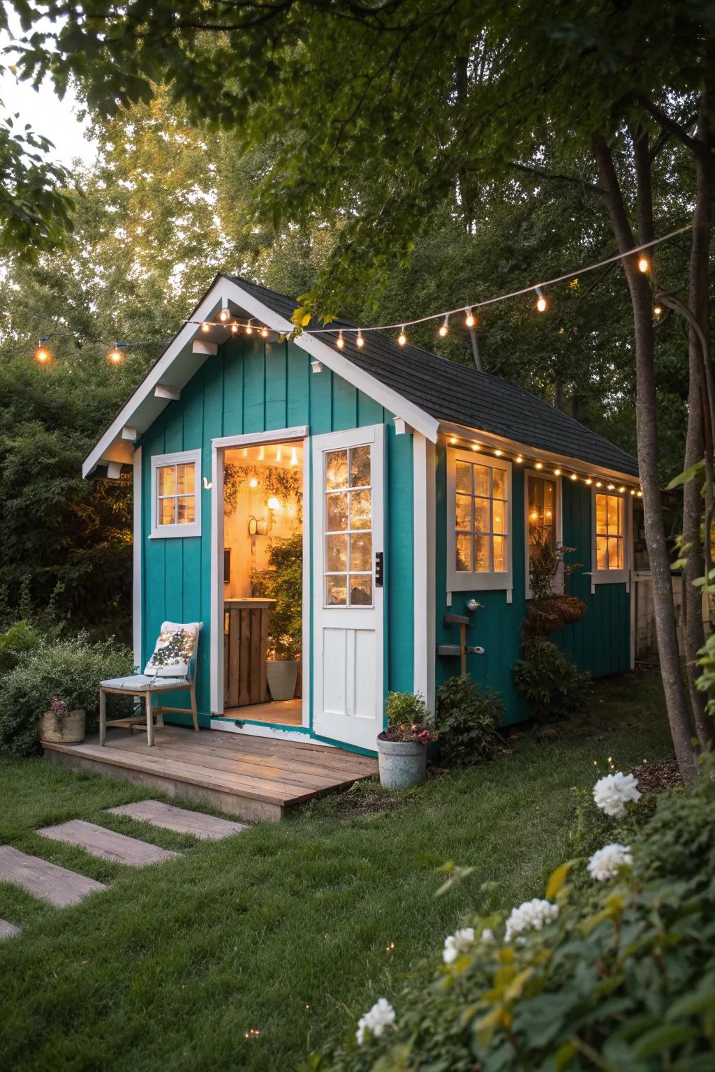 Bring your creativity outdoors with a vibrant art studio shed that stands out in style and simplicity.