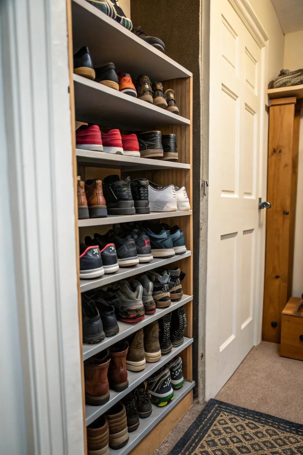Compact shelving units are perfect for tight spaces.