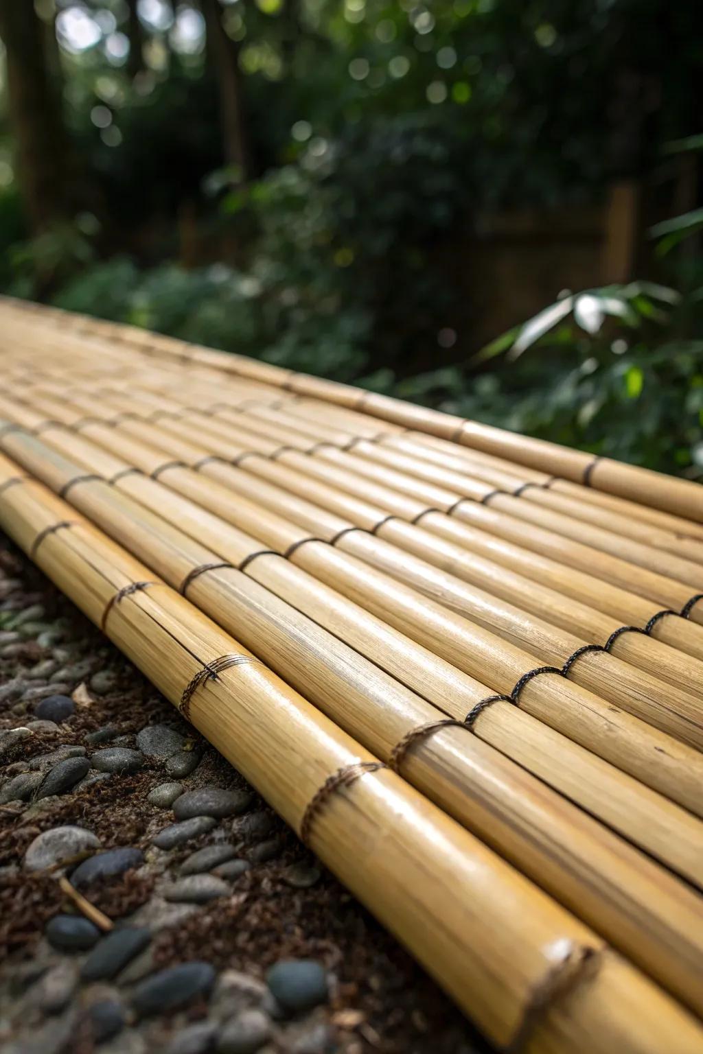 Elevate your space with the modern elegance of horizontal bamboo panels.