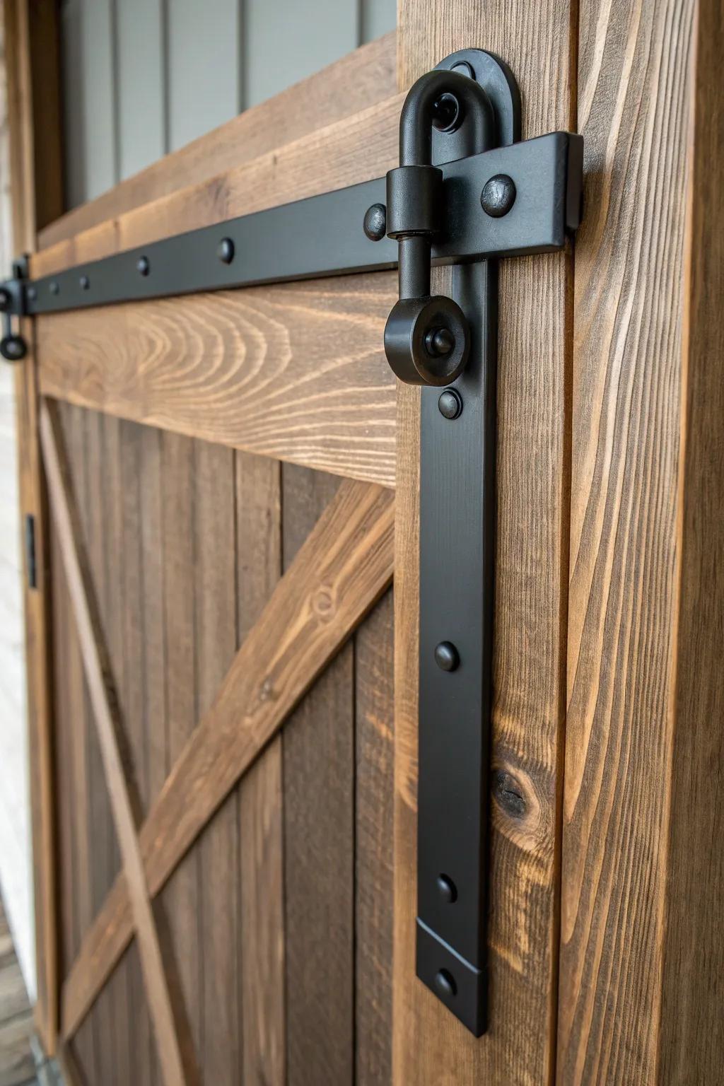 Elevate your space with the sleek elegance of a chic black metal barn door lock, where modern design meets timeless craftsmanship.