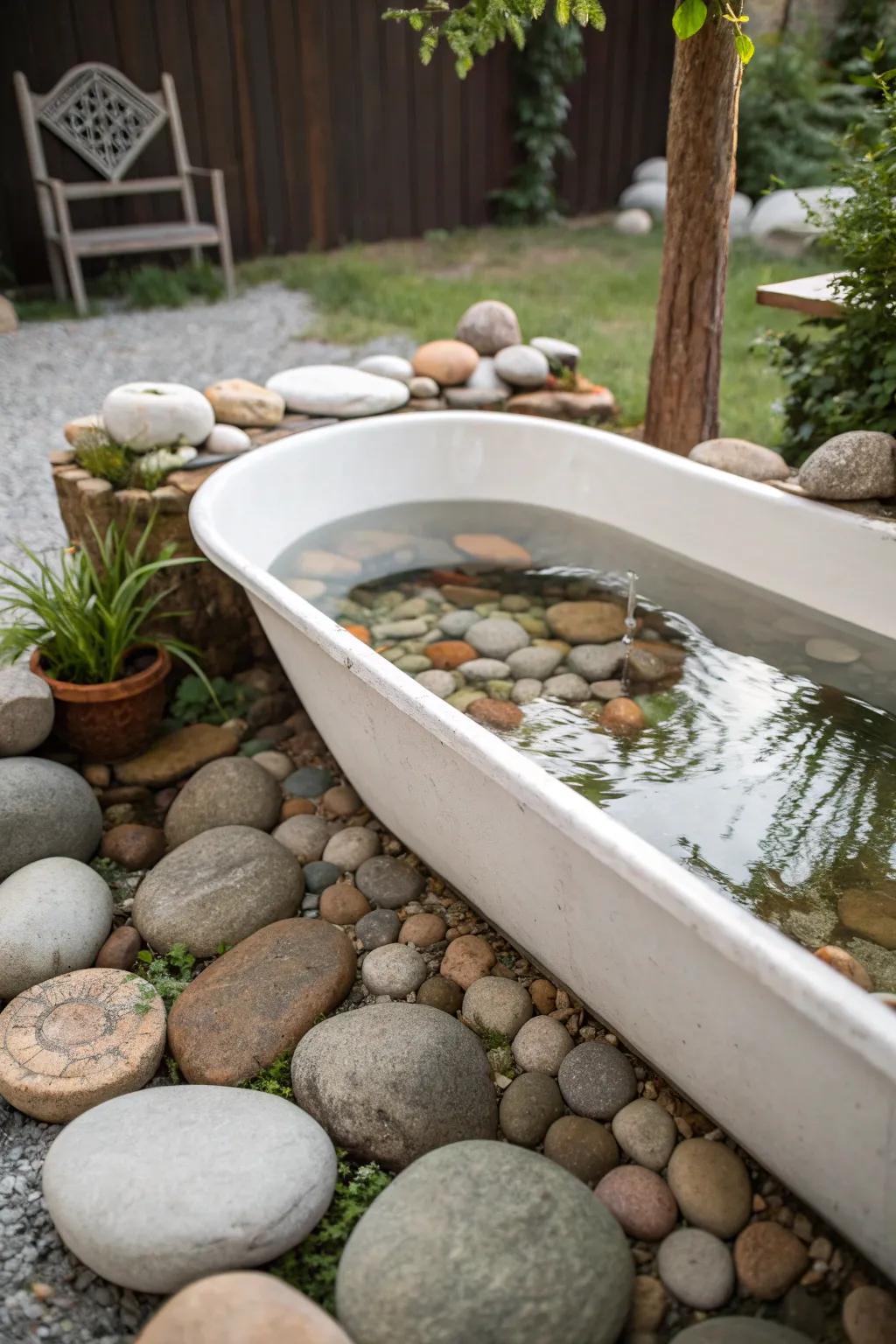 Transform your garden into a Rocky Oasis with the rustic charm of smooth river stones.