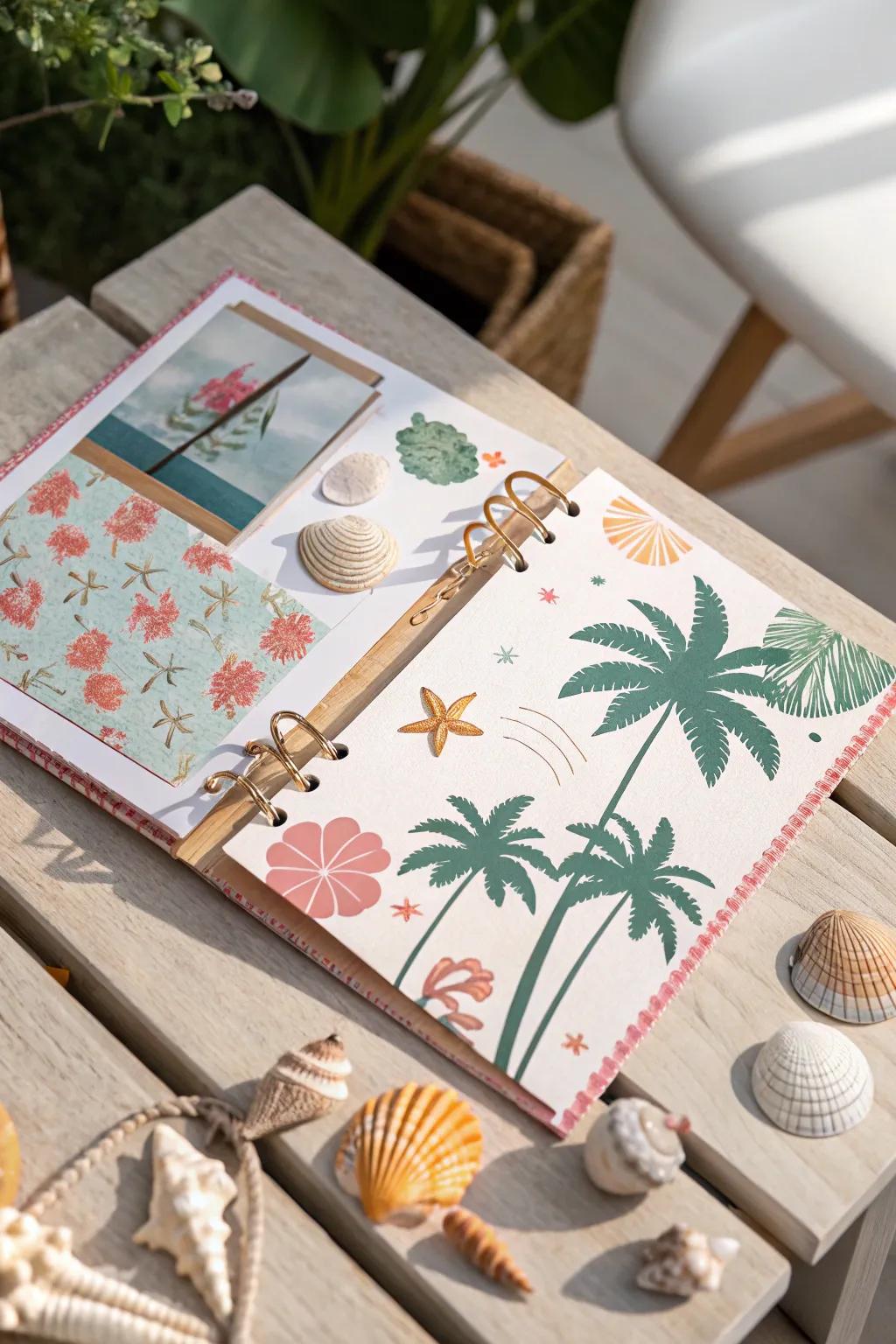 Capture the essence of tropical vibes in your scrapbook with vibrant, handcrafted details.