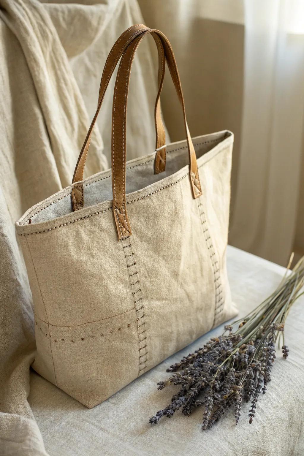 Embrace simplicity with a handcrafted linen tote – your perfect companion for every market day.