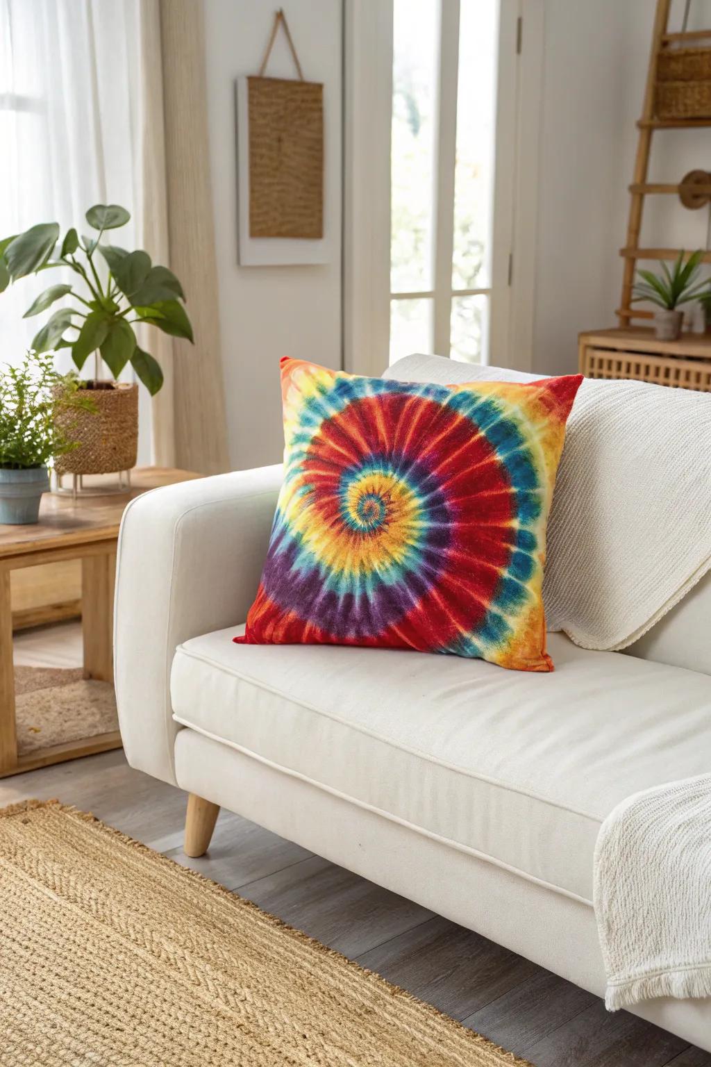 Embrace the joyful retro vibe with a rainbow swirl tie-dye masterpiece.