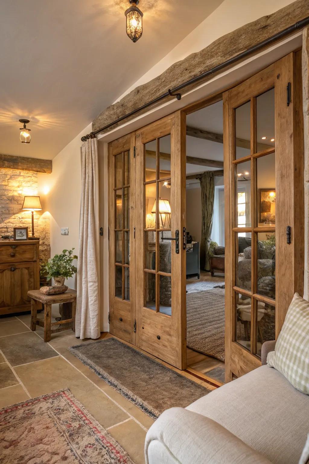Rustic wooden pulls add warmth and charm to any home setting.
