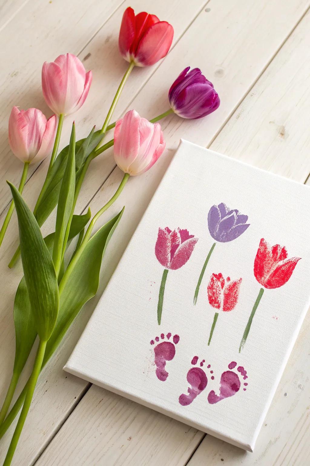 Celebrate birthdays with a touch of creativity and charm—tulip footprint blooms that capture joy and innocence.