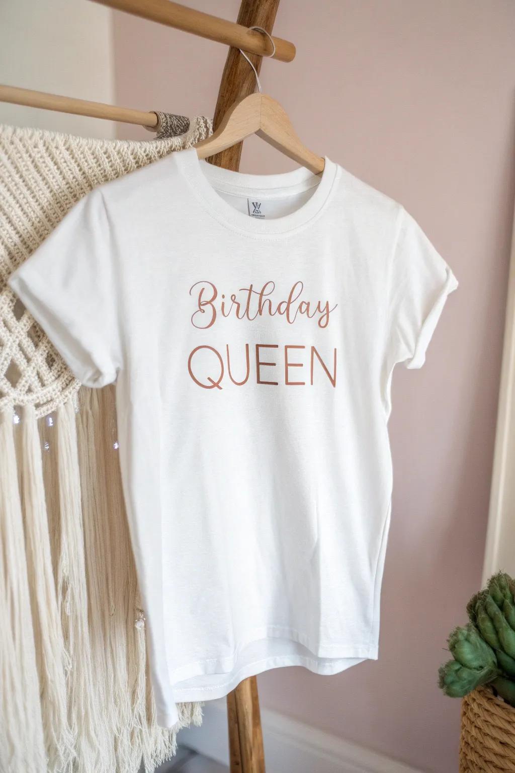 Celebrate in style with personalized birthday squad shirts that speak volumes in simplicity and elegance. #BirthdayQueen #MinimalistChic