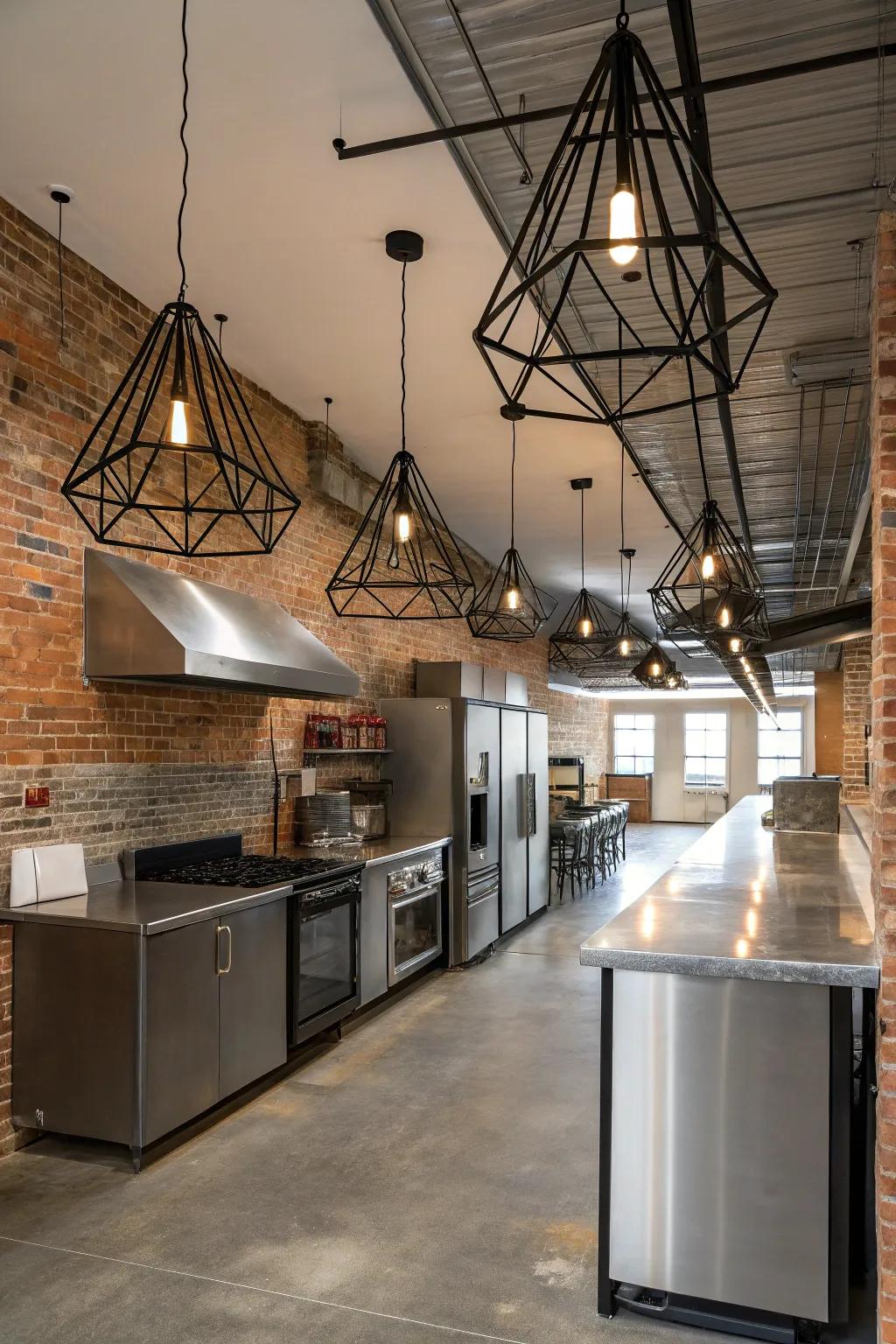 Industrial metal fixtures add geometric flair to your kitchen.