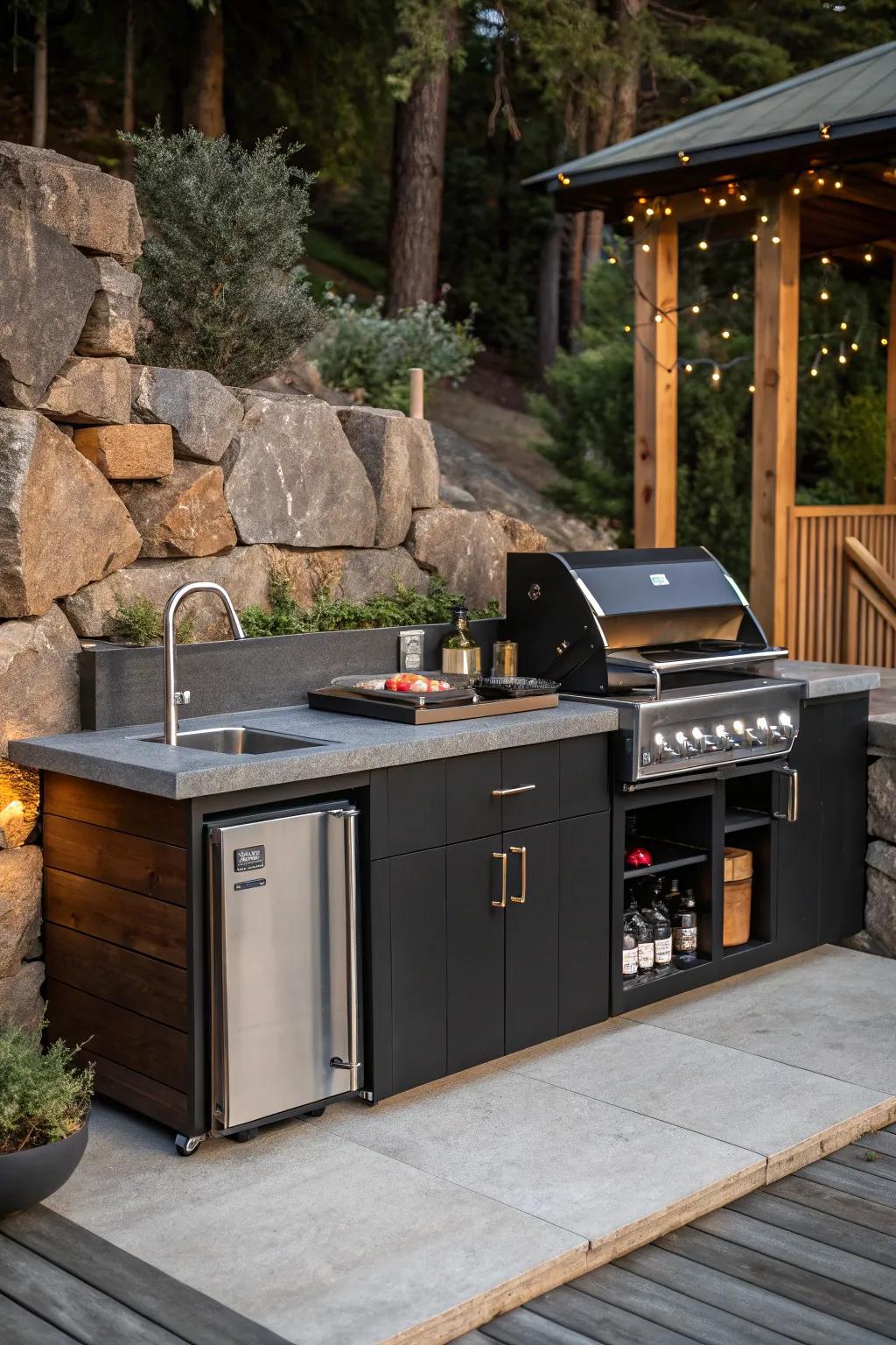 Elevate your outdoor gatherings with a full-service kitchen built for style and function.