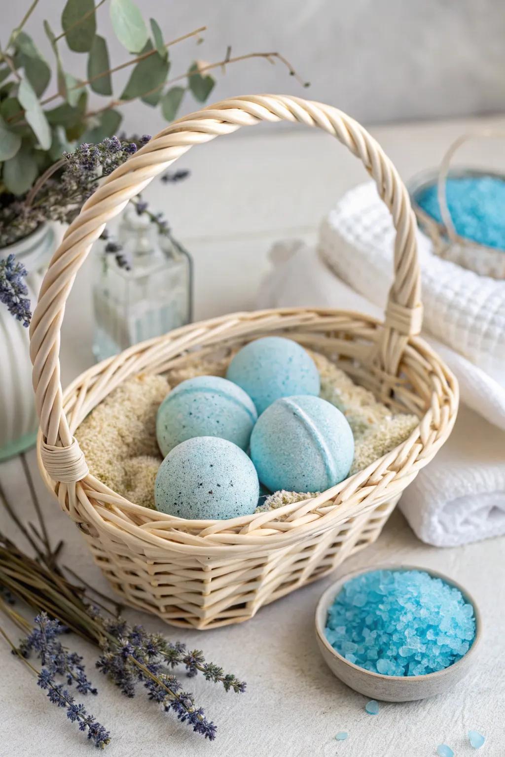 Transform your bath into a serene escape with calming blue bath essentials. 🌿🛁 #Relaxation #ScandiBoho