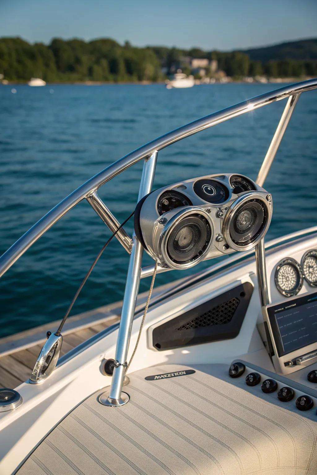 Elevate your sound experience with expertly mounted tower speakers—perfect for any water adventure!
