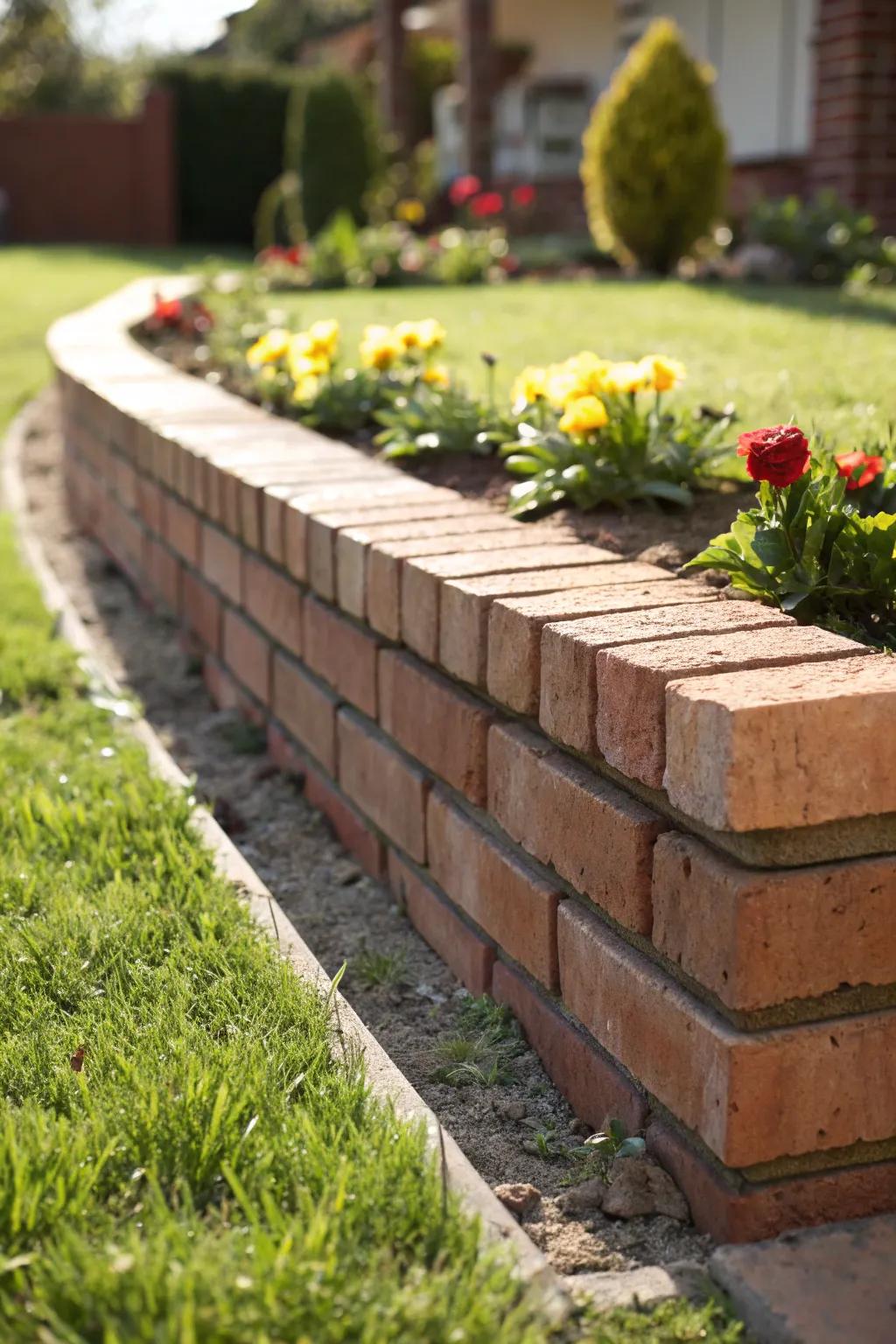 Elevate your garden's charm with expertly crafted raised brick edging.