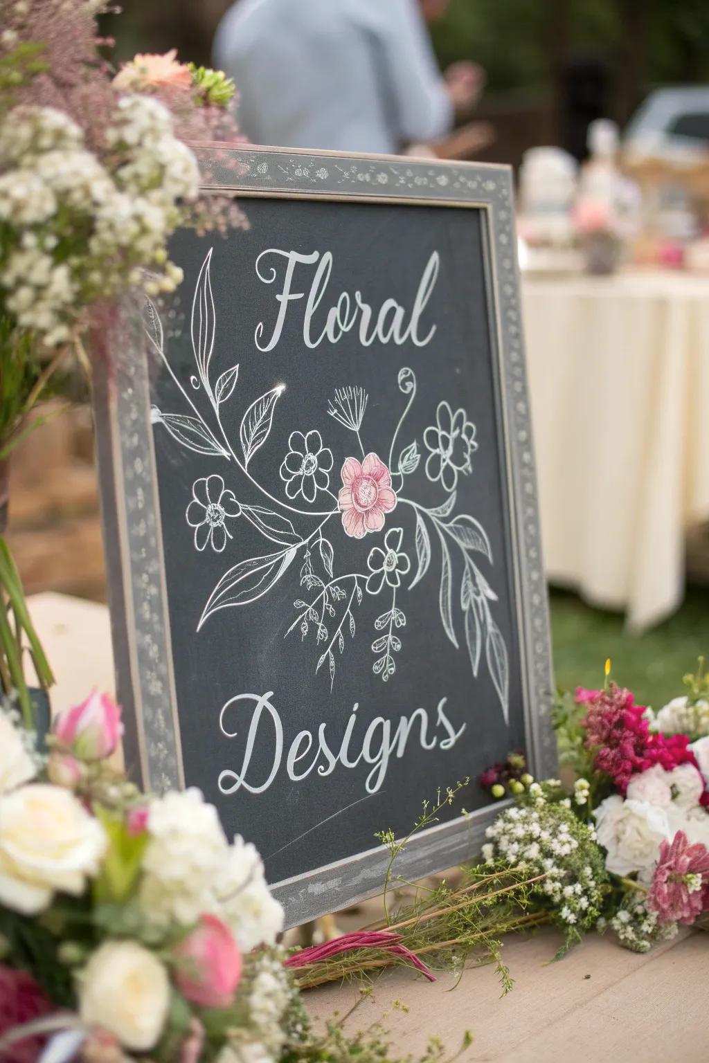 Floral chalk art combines nature with creativity for a stunning display.