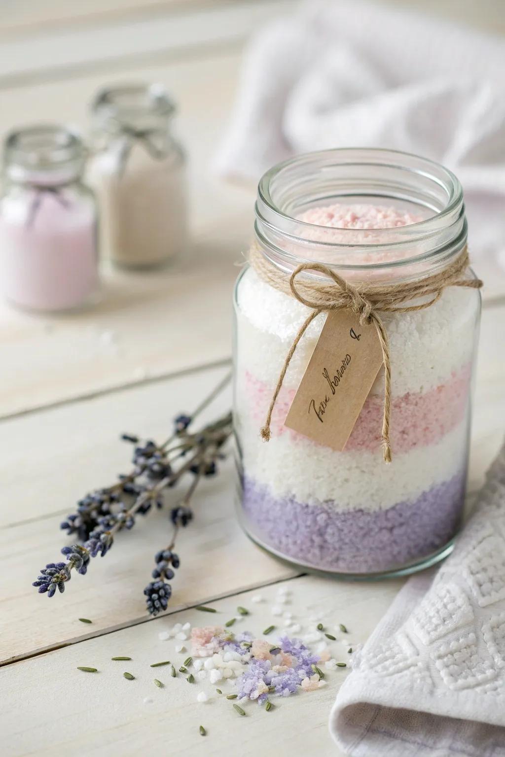 Elevate your bridal shower with these charming homemade bath salts – a perfect blend of simplicity and indulgence.